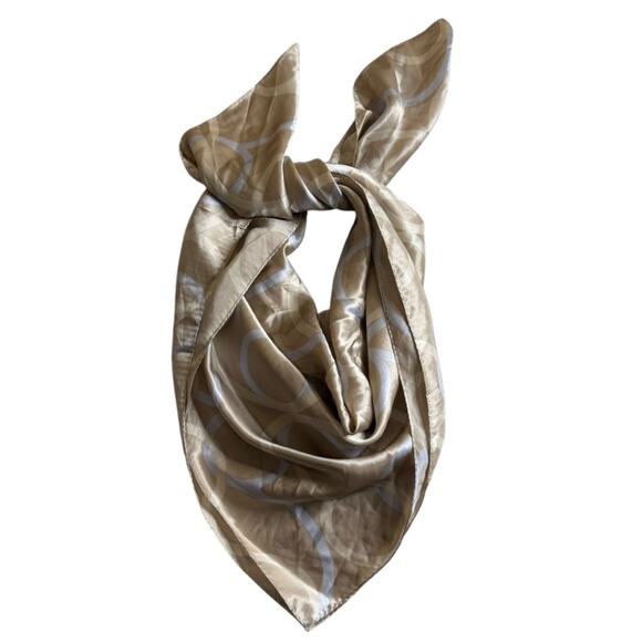 Hedgren Circle Print Silk Square Scarf Tan - Picture 5 of 7